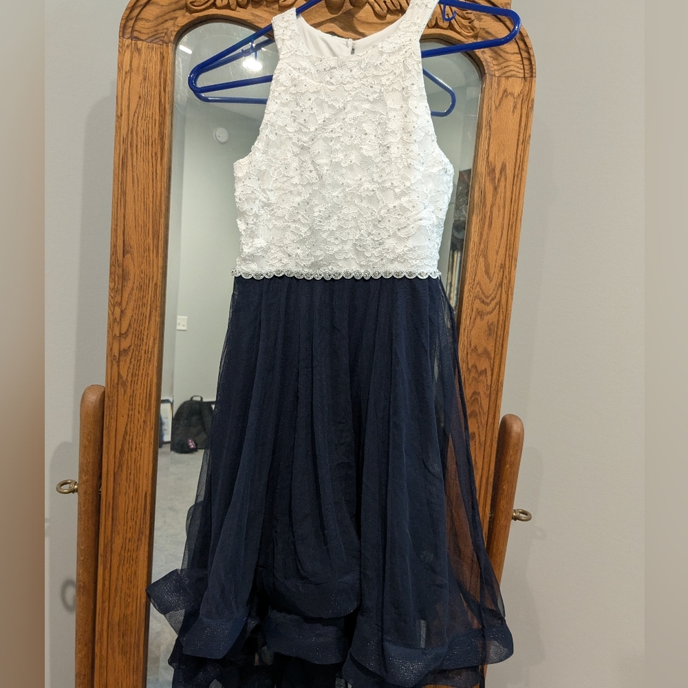 Girl’s Speechless White and Blue Halter Dress